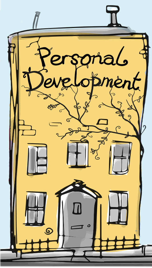Cartoon house with 'Personal Development' written on the front.